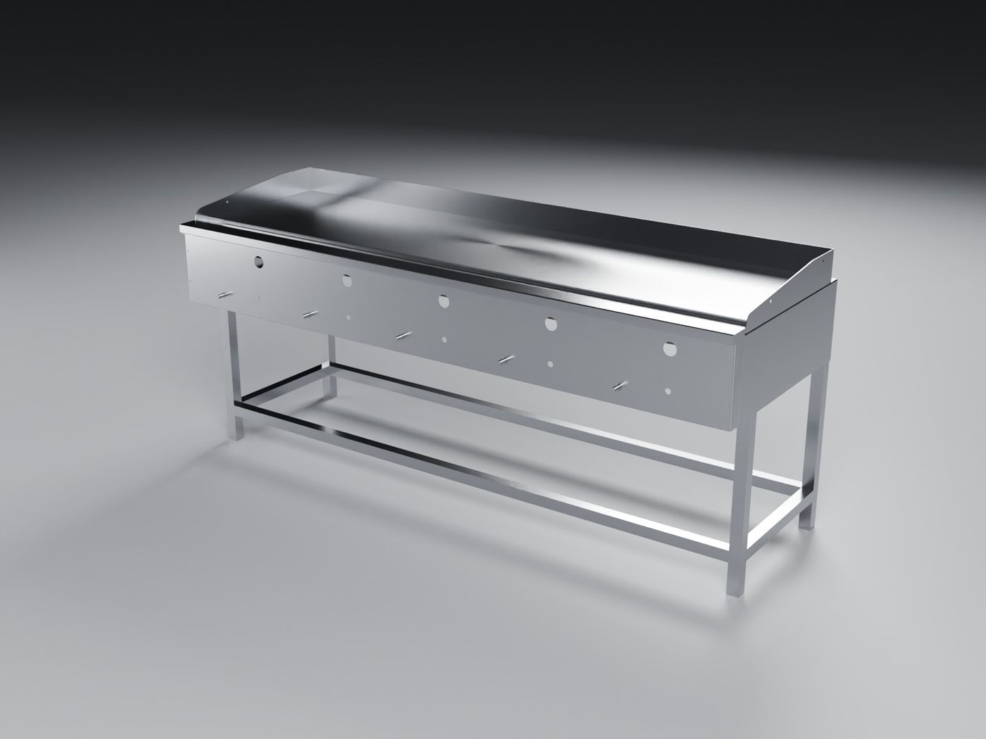 120 cm gas griddle on tubular stand render